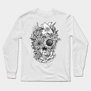 Flower skull illustration Long Sleeve T-Shirt